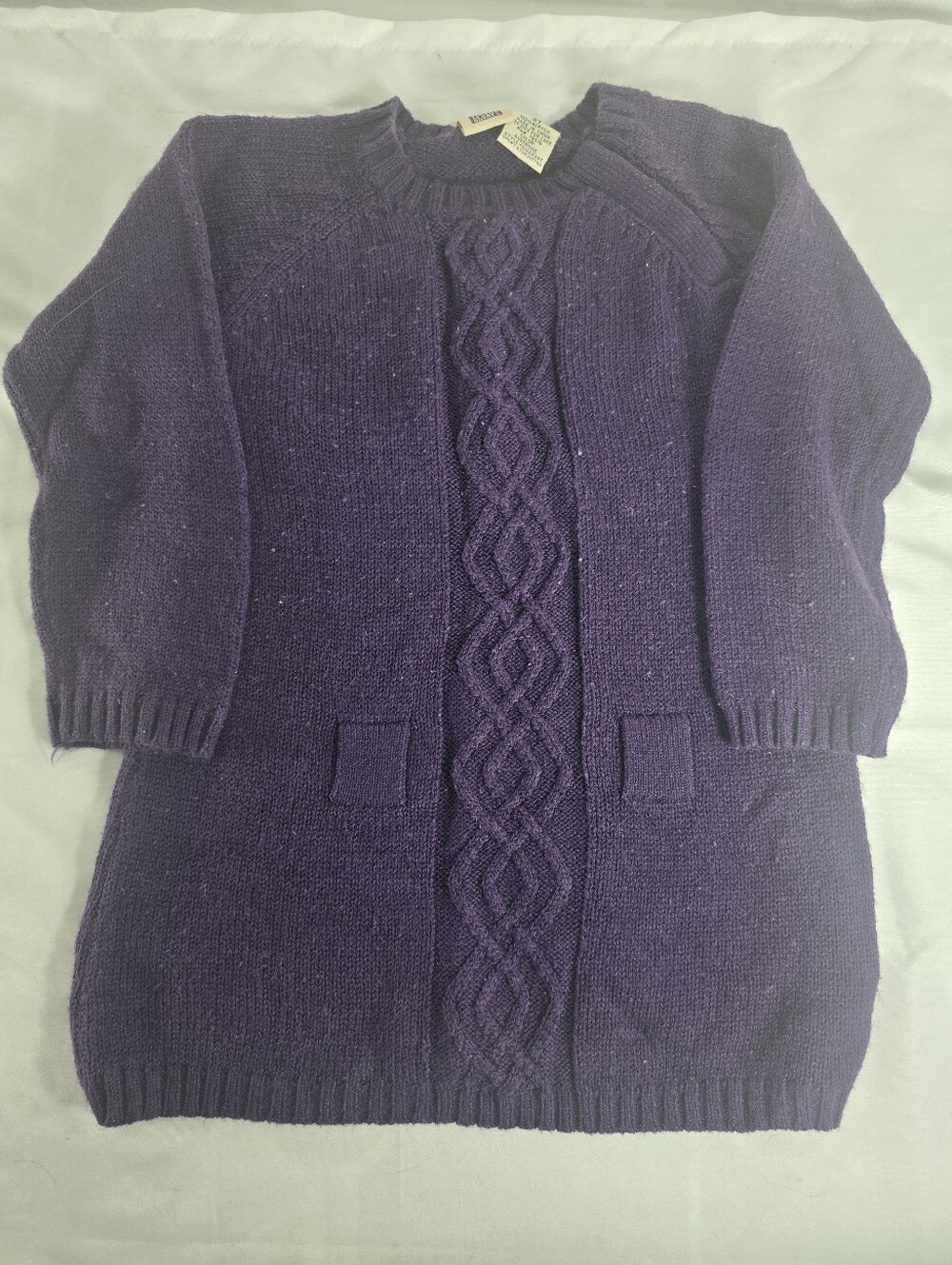 Vintage Faded Glory Toddler Girls Purple Cable Knit Sweater Dress 3T